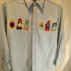 Vtg Looney Tunes Toons WB Bros Studio Store Shirt Embroidered 1997 X-Small